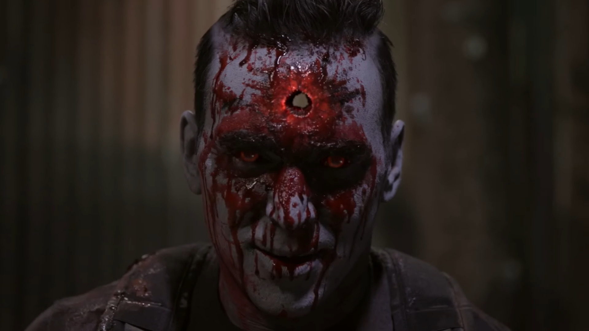 Bloodshot (Jason David Frank) heals after being shot by a group of thugs in Ninja vs the Valiant Universe (2018), Bat in the Sun via YouTube