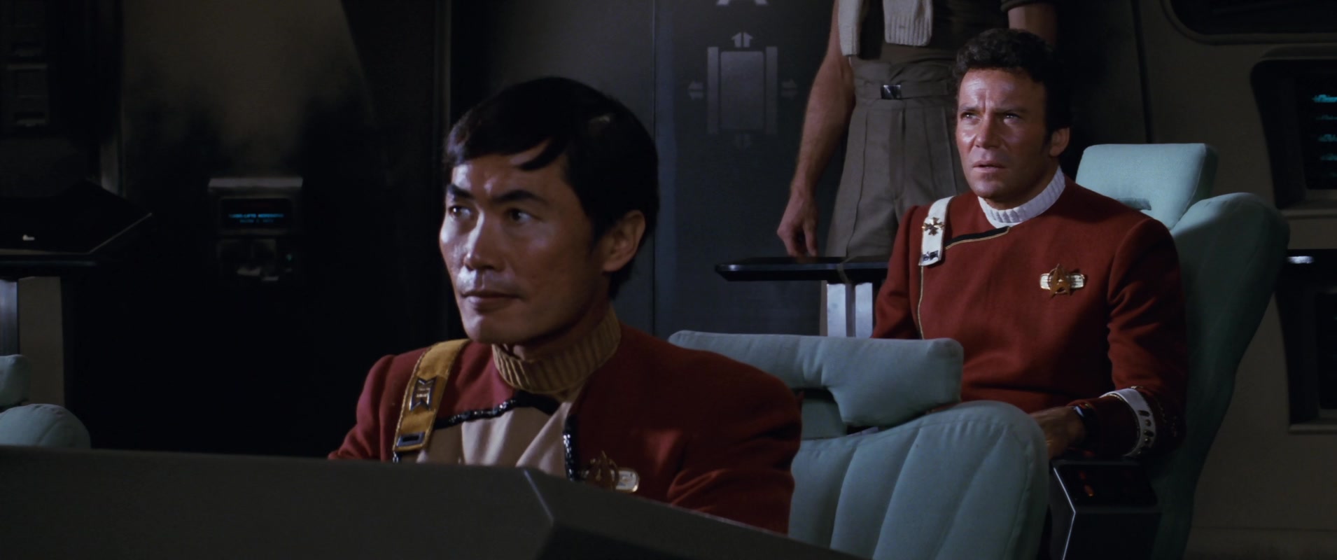Kirk (William Shatner) and Sulu (George Takei) prepare to take the fight to Khan (Ricardo Montalbán) in Star Trek II: The Wrath of Khan (1982), Paramount Pictures via Blu-ray