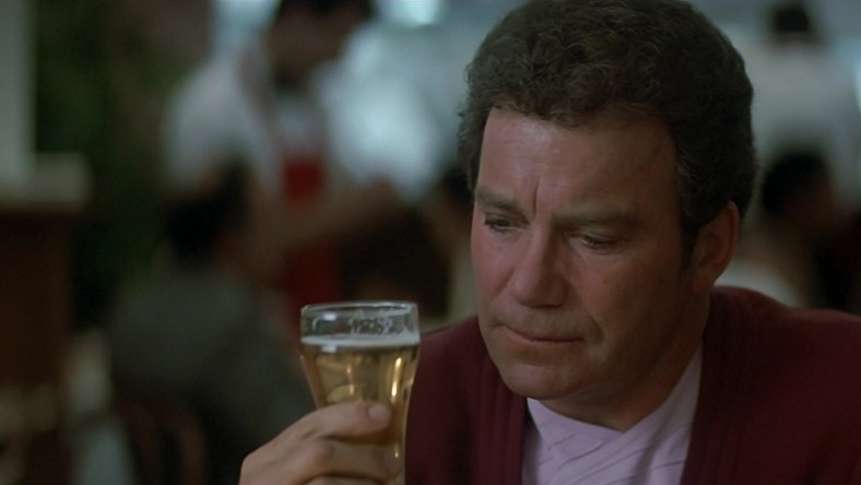 Captain Kirk (William Shatner) finds himself taken aback by the taste of 20th century beer in Star Trek IV: The Voyage Home (1986), Paramount Pictures via Blu-ray