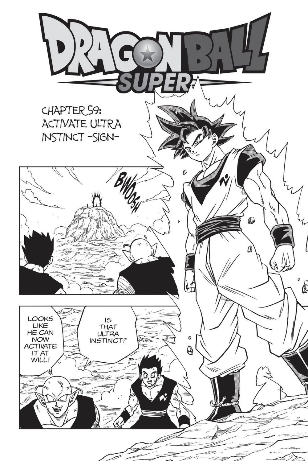 Piccolo and Gohan witness Goku's control of Ultra Instinct Sign in Dragon Ball Super Chapter 59 "Activate Ultra Instinct -Sign-" (2022), Shueisha, Words and art by Toyotaro. via Digital Issue