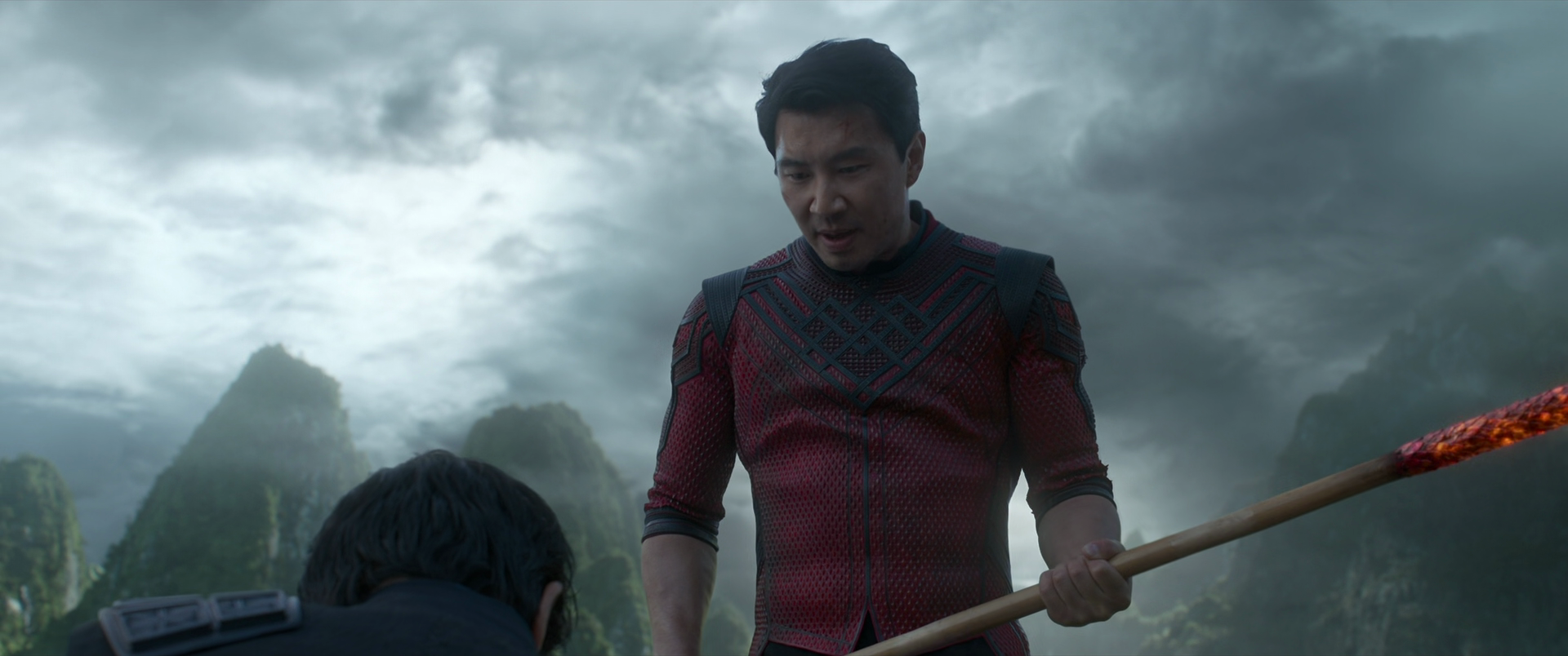 A cocky Shang-Chi (Simu Liu) believes Wenwu (Tony Leung) to be defeated in Shang-Chi and the Legend of the Ten Rings (2021), Marvel Entertainment via Blu-ray