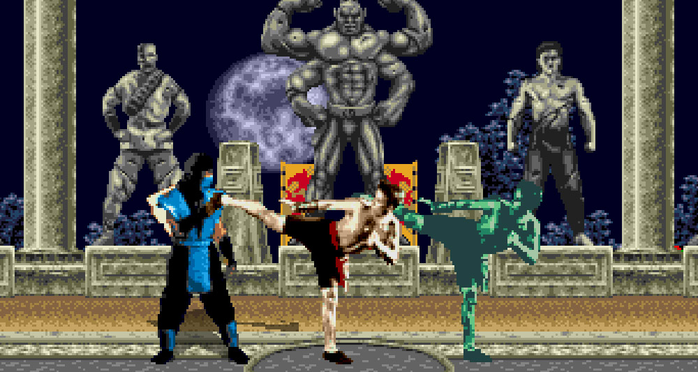 Johnny Cage shadow-kicks Sub-Zero in 'Mortal Kombat' (1993), Midway