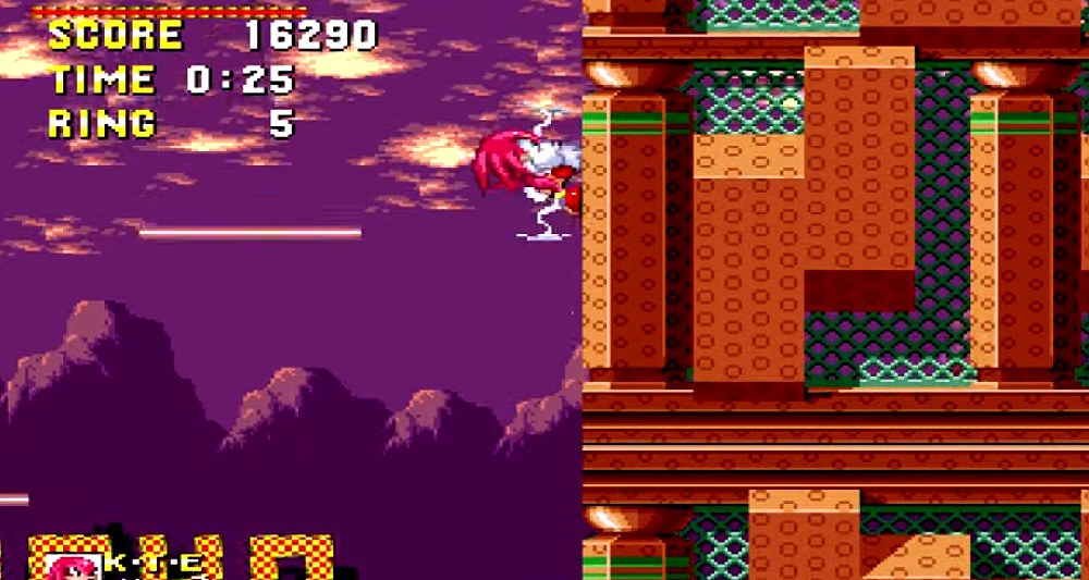 Knuckles in a hacked version of 'Sonic the Hedgehog' (1991), Sega
