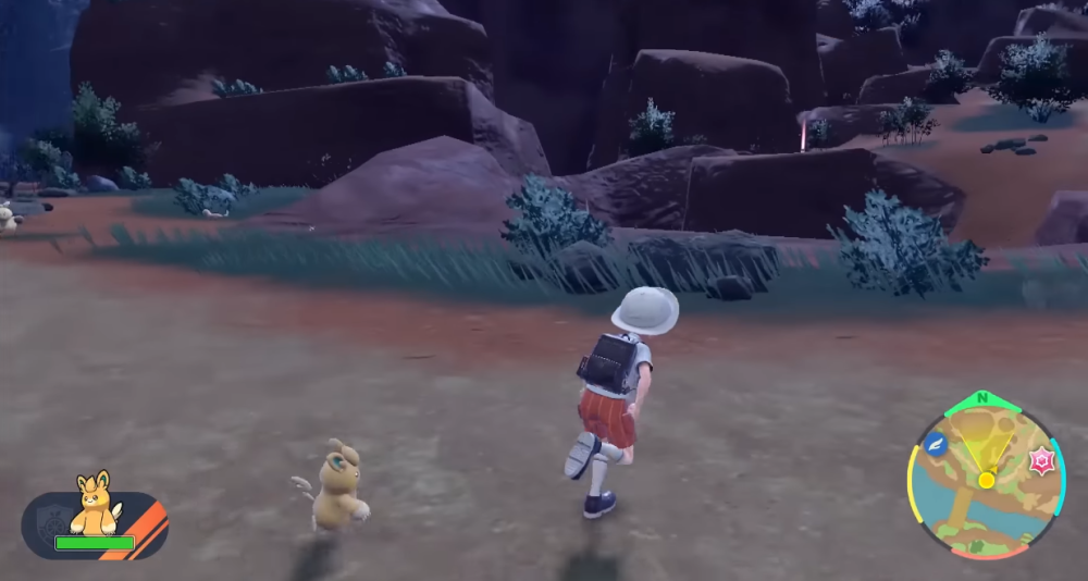 Pawmo chases after the player in Let's Go mode via Pokémon Scarlet & Violet (2022), Nintendo