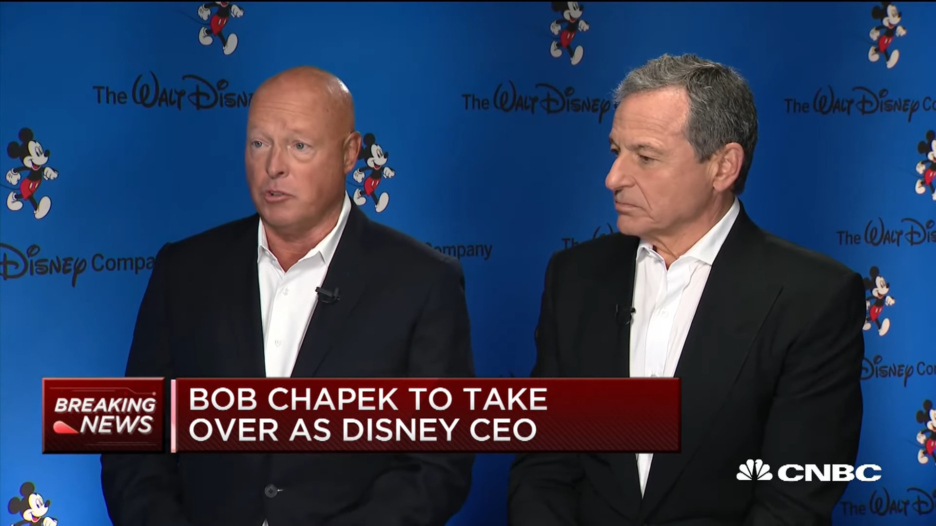 Bob Chapek talks about his plans for his then-upcoming tenure as Disney CEO in Disney's new CEO Bob Chapek: I will follow path laid by Bob Iger via YouTube