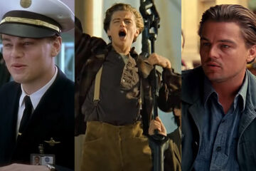 Split image of Leonardo DiCaprio in Catch Me If You Can, Titanic and Inception