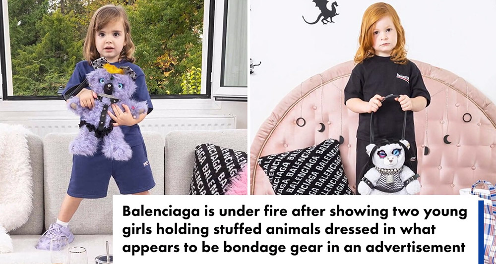 The controversial Balenciaga photo shoot featuring toddlers clutching BDSM bears, via The New York Post