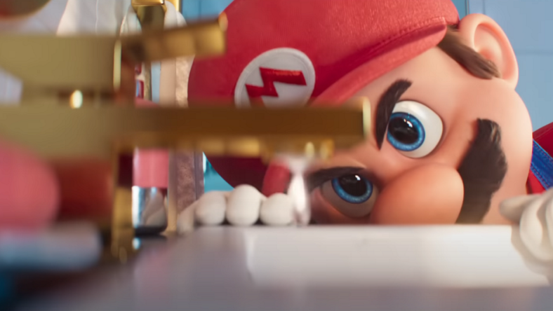 Mario stares intently at a leaking faucet via The Super Mario Bros. Movie (2023), Illumination, Nintendo