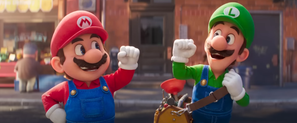 Mario and Luigi fist bump before going into another plumbing job via The Super Mario Bros. Movie (2023), Illumination, Nintendo
