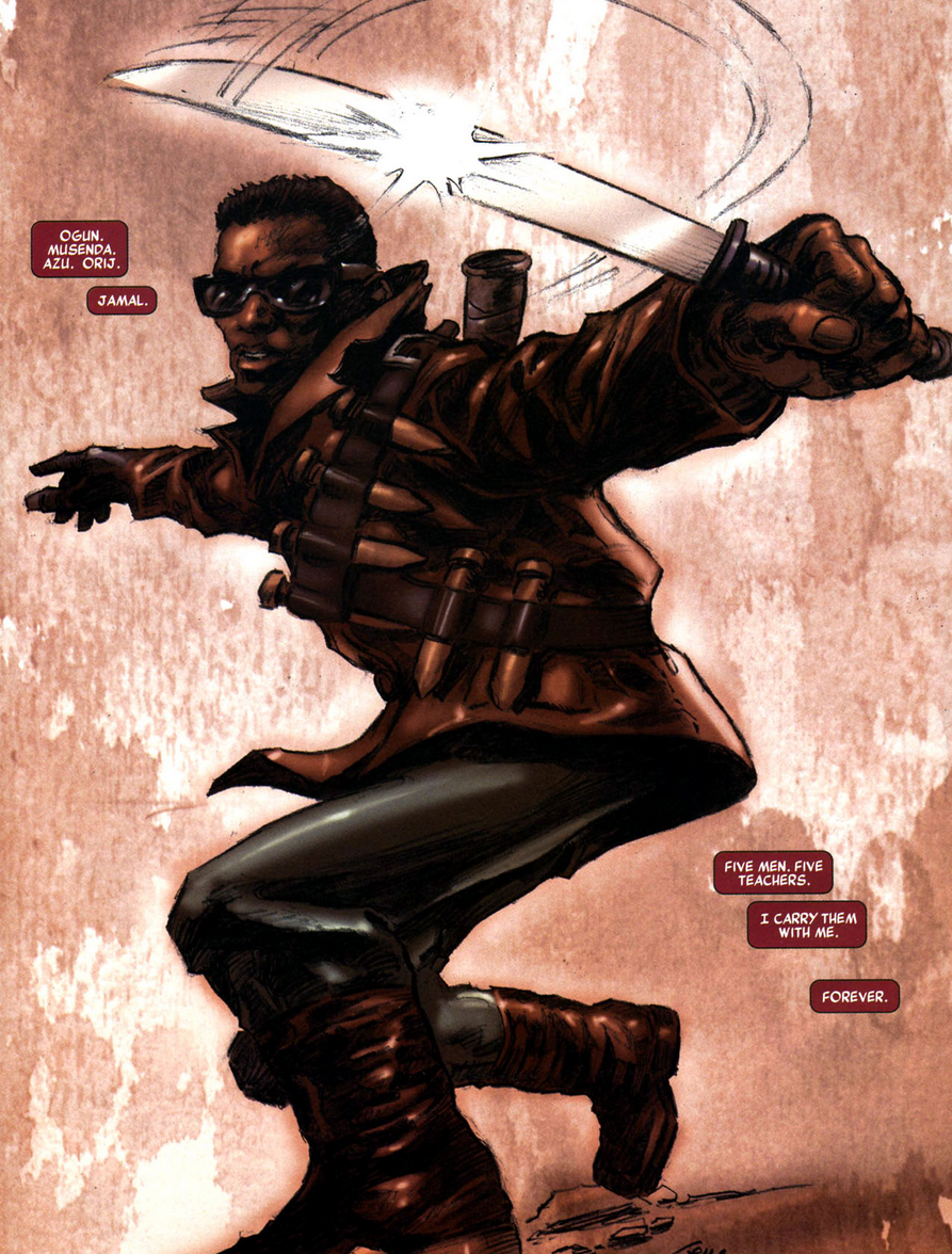 Blade carries on the torch in Blade Vol. 4 #12 "A Stake Through The Heart" (2007), Marvel Comics. Wrods by Marc Guggenheim, art by Howard Chaykin via digital issue