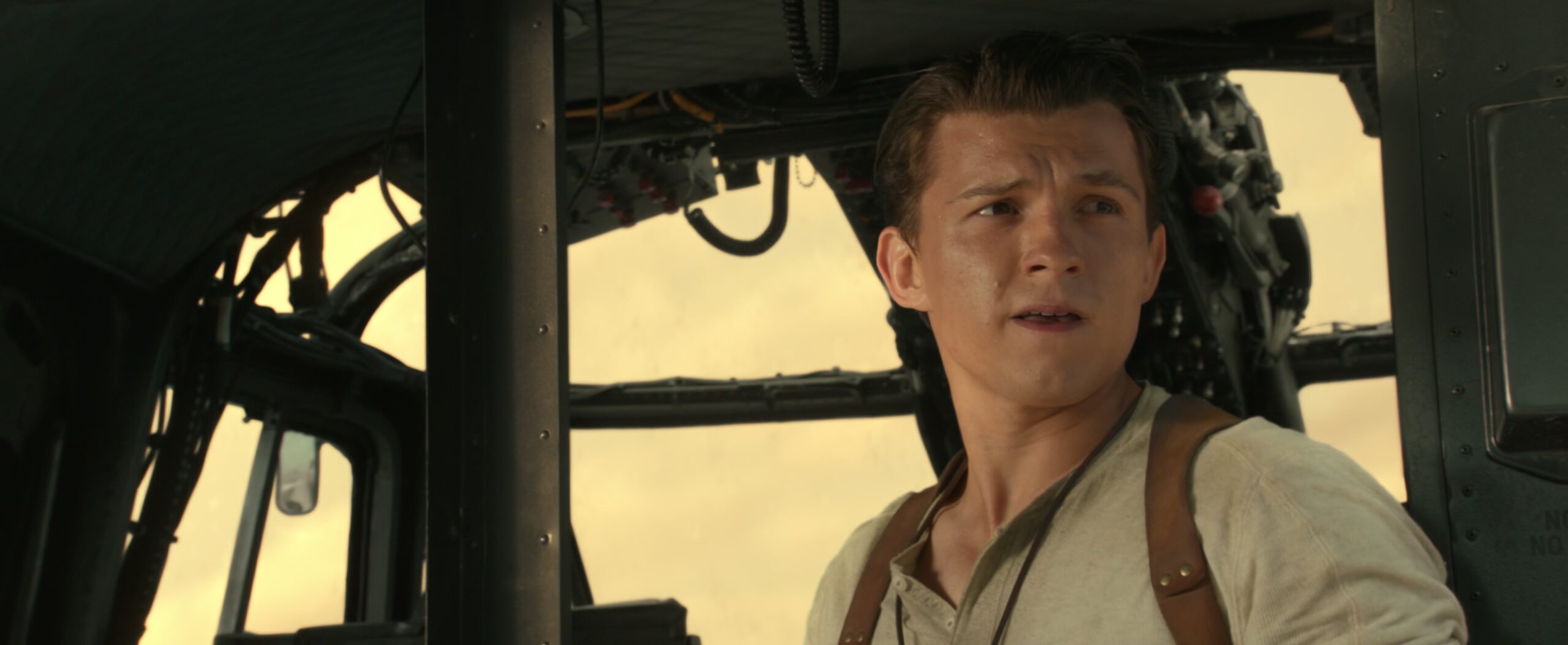Nathan Drake (Tom Holland) flys off into the sunset in Uncharted (2022), Sony Pictures via Blu-ray
