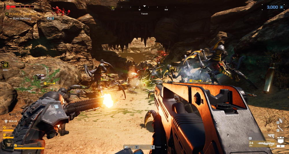 Players take on bugs in a canyon in 'Starship Troopers: Extermination' (2023) Offworld Industries