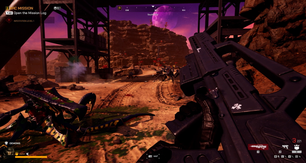 A lone player takes down a bug in 'Starship Troopers: Extermination' (2023) Offworld Industries