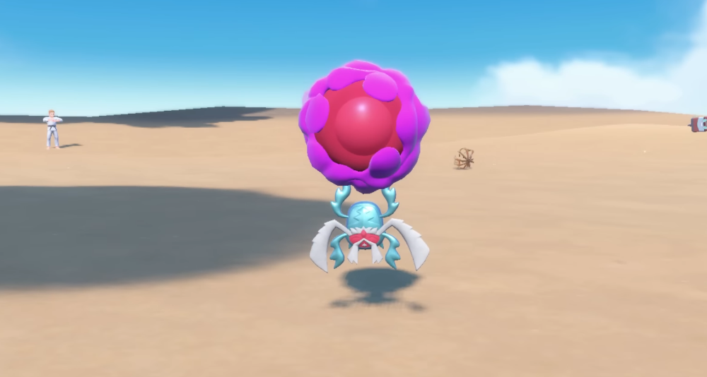 Rabsca floats, holding its psychic ball aloft via Pokémon Scarlet & Violet (2022), Nintendo