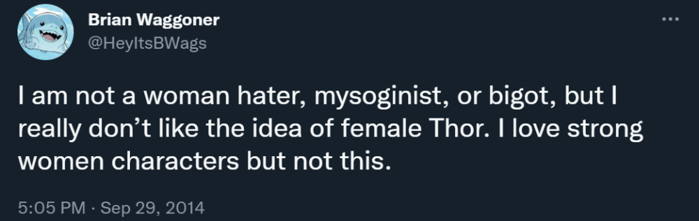 Brian Waggoner shares his thoughts on female Thor via Twitter