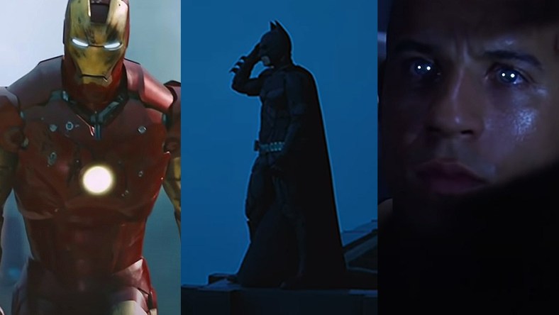 Split image of Iron Man, The Dark Knight and Pitch Black