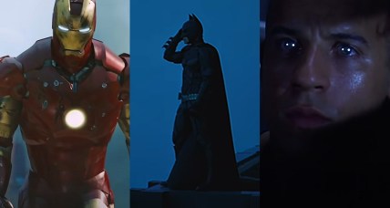 Split image of Iron Man, The Dark Knight and Pitch Black