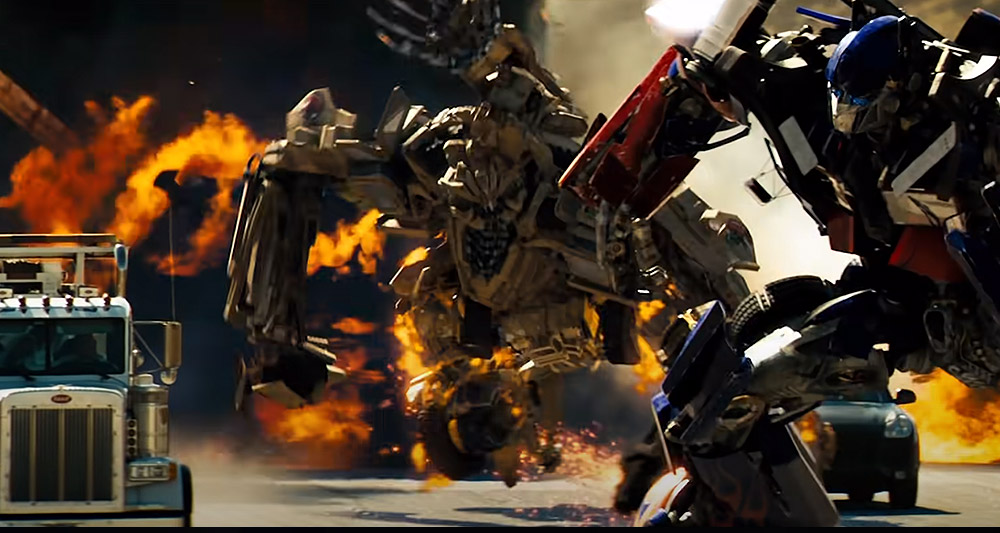 Optimus Prime battles Bonecrusher in 'Transformers' (2007), Paramount Pictures