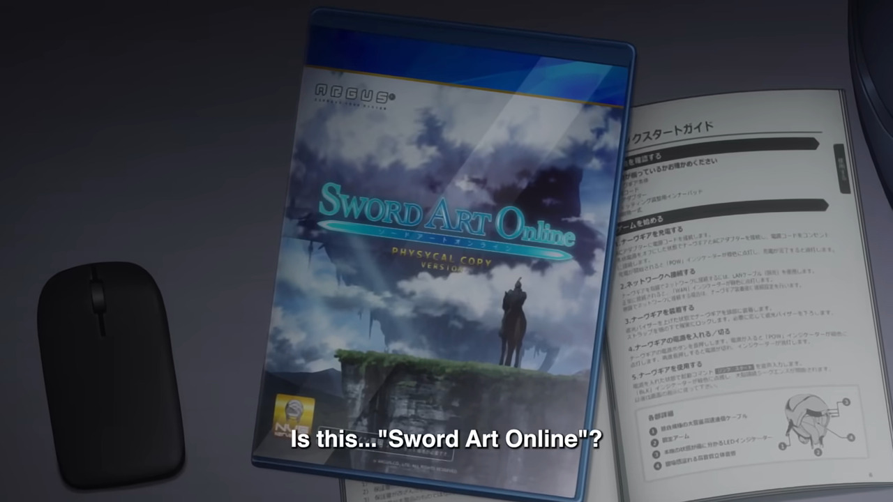 Kirito (Yoshitsugu Matsuoka) is introduced to a new game in Sword Art Online: Progressive - Aria of a Starless Night (2021), Aniplex via YouTube 