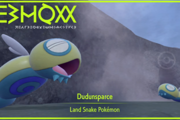 A Pokedex photo of Dudunsparce, showing Two-Segment and Three-Segment forms via Pokémon Scarlet & Violet (2022), Nintendo