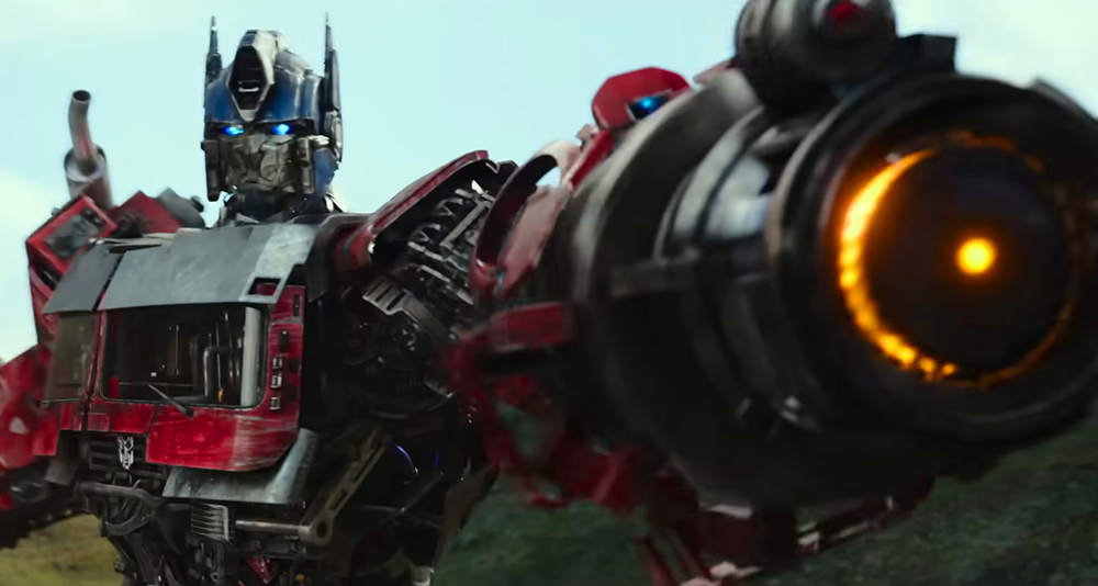 Optimus Prime (Peter Cullen) takes aim in Transformers: Rise of the Beasts (2023), Paramount Pictures via YouTube