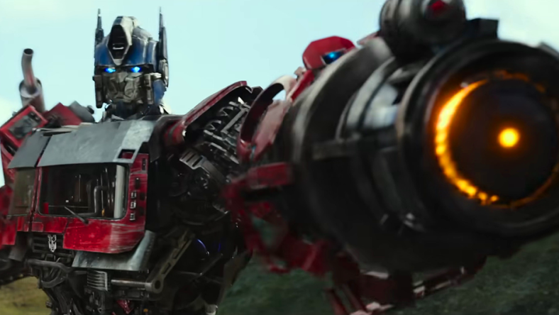 Optimus Prime (Peter Cullen) takes aim in Transformers: Rise of the Beasts (2023), Paramount Pictures via YouTube