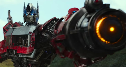 Optimus Prime (Peter Cullen) takes aim in Transformers: Rise of the Beasts (2023), Paramount Pictures via YouTube