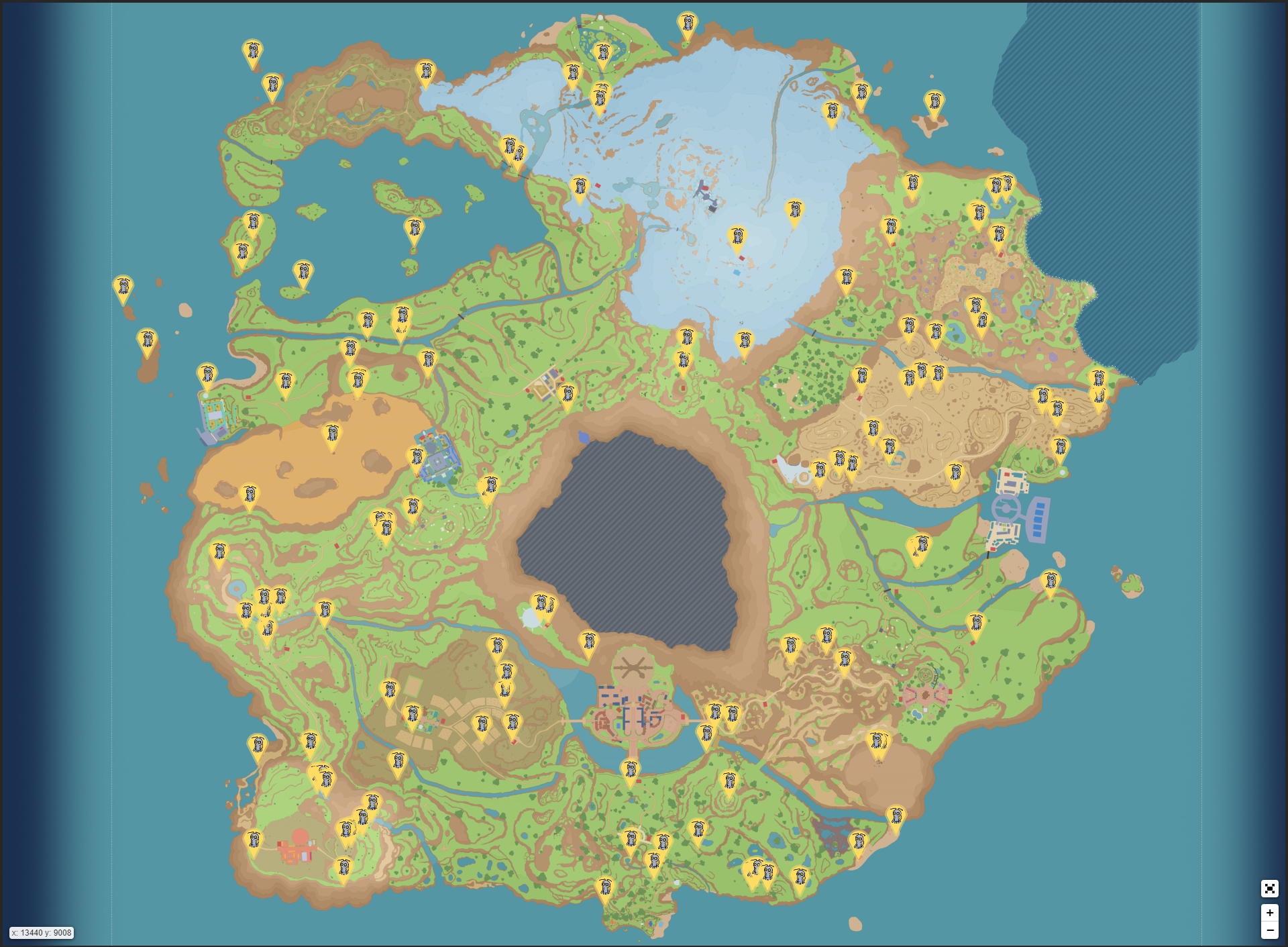 The locations of the Roaming Gimmighoul in Pokémon Scarlet & Violet via GamerGuides
