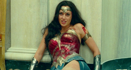 Wonder Woman (Gal Gadot) takes a blow from Cheetah (Kristen Wiig) in Wonder Woman 1984 (2020), Warner Bros. Pictures via Blu-ray