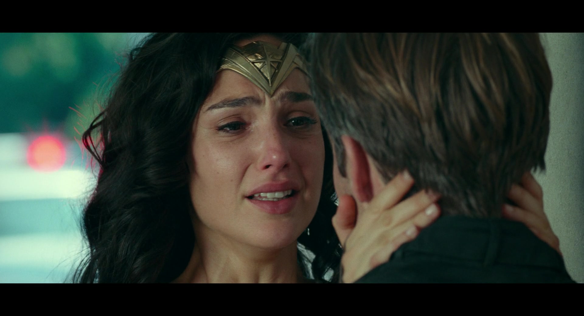 Diana (Gal Gadot) begs Steve Trevor (Chris Pine) to stay in Wonder Woman 1984 (2020), Warner Bros. Pictures via Blu-ray