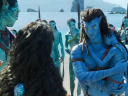 Jake Sully (Sam Worthington) and Neytiri (Zoe Saldaña) introduce themselves and their family to the Metkayina in Avatar: The Way of Water (2022), Disney via YouTube