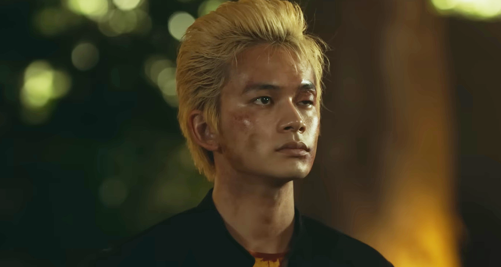 Takemichi (Takumi Kitamura) is ready for revenge in Tokyo Revengers 2: Bloody Halloween -Fate- (2023), Warner Bros. via YouTube