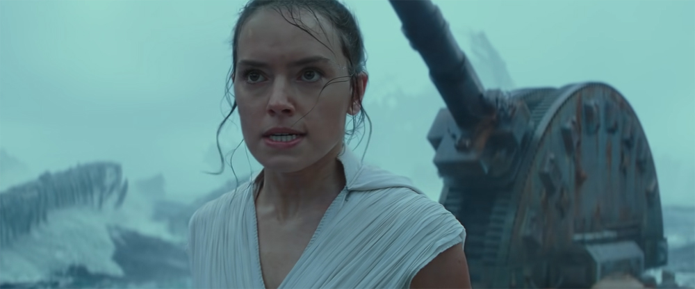 Rey as she appears in the 'Star Wars: The Rise of Skywalker' final trailer (2019).