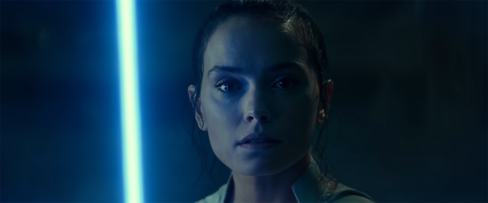 Rey as she appears in the 'Star Wars: The Rise of Skywalker' final trailer (2019).