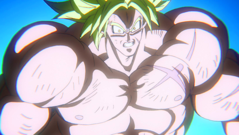 Broly (Vic Mignogna) braces for impact from a Kamehameha in Dragon Ball Super: Broly (2018), Toei Animation via Blu-ray