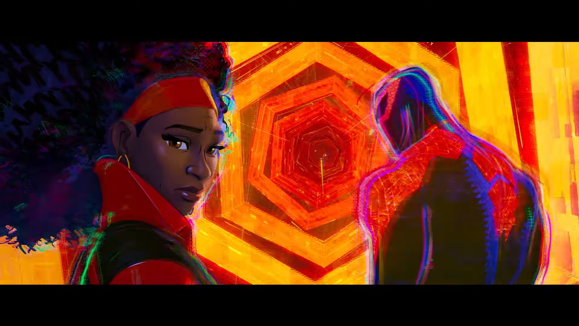 Jessica Drew (Issa Rae) and Spider-Man 2099 (Oscar Isaac) prepare to head out in Spider-Man: Across the Spider-Verse (2023), Sony Pictures Animation via YouTube