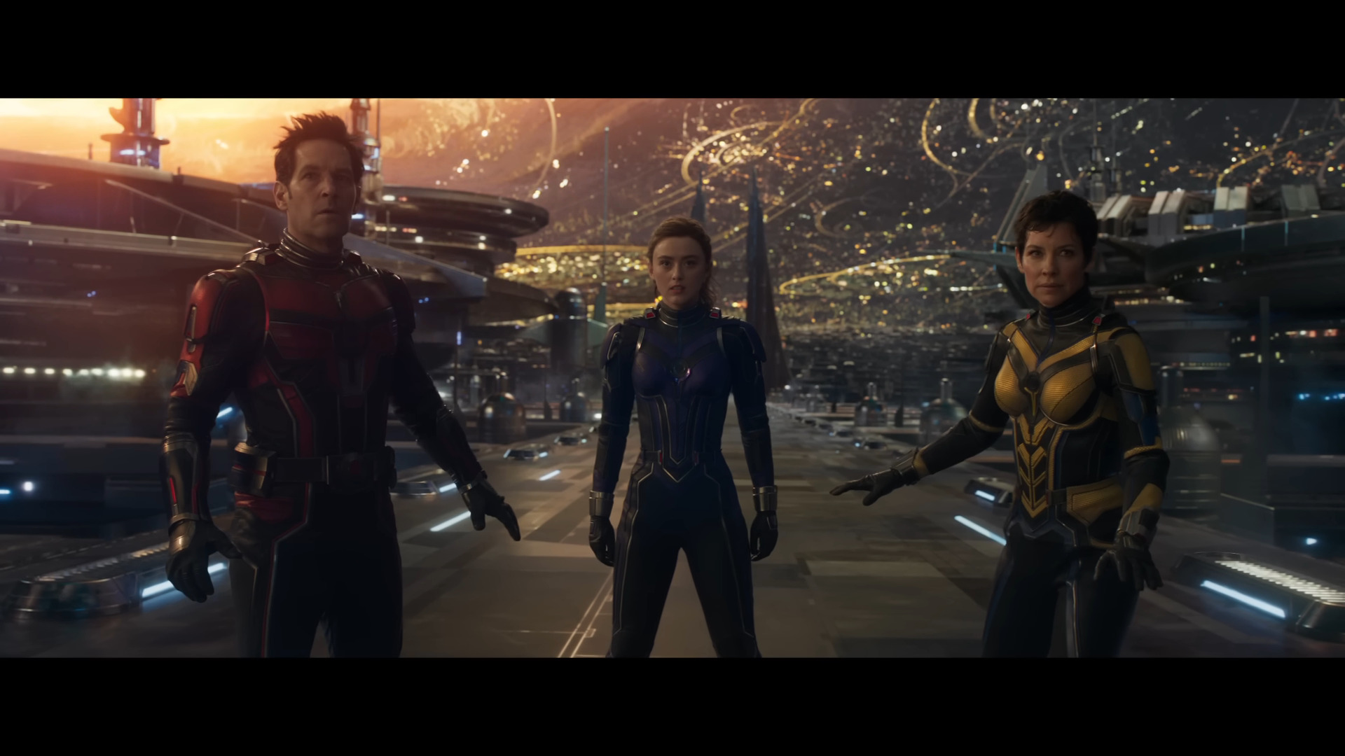 Scott Lang (Paul Rudd), Cassie Lang (Kathryn Newton), and Hope Van Dyne (Evangeline Lilly) run into trouble in the Microverse in Ant-Man and the Wasp: Quantumania (2023), Marvel Entertainment via YouTube