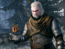 Geralt (Doug Cockle) tosses his coin pouch into the air via The Witcher 3: Wild Hunt (2015), CD Projekt