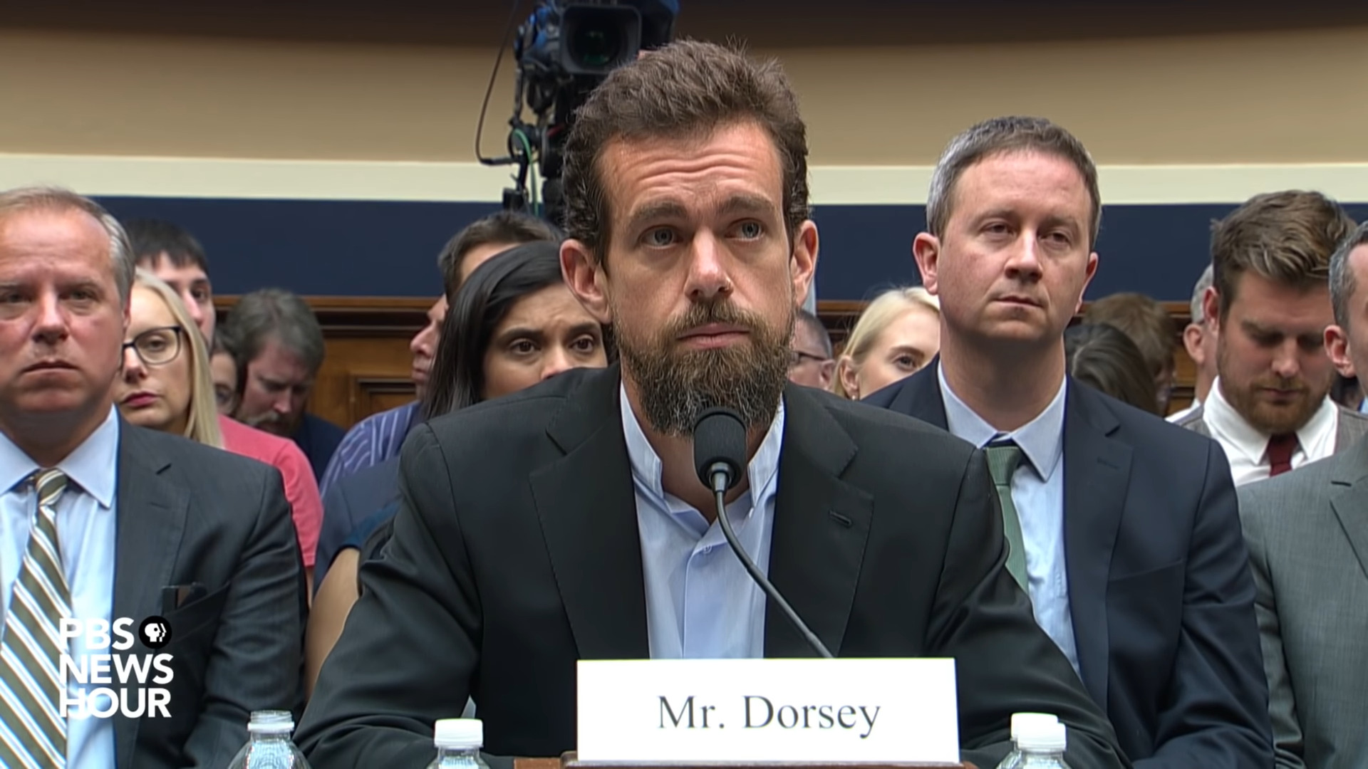Jack Dorsey tells Congress that Twitter 'does not use political ideology to make any decisions' via PBS News Hour YouTube