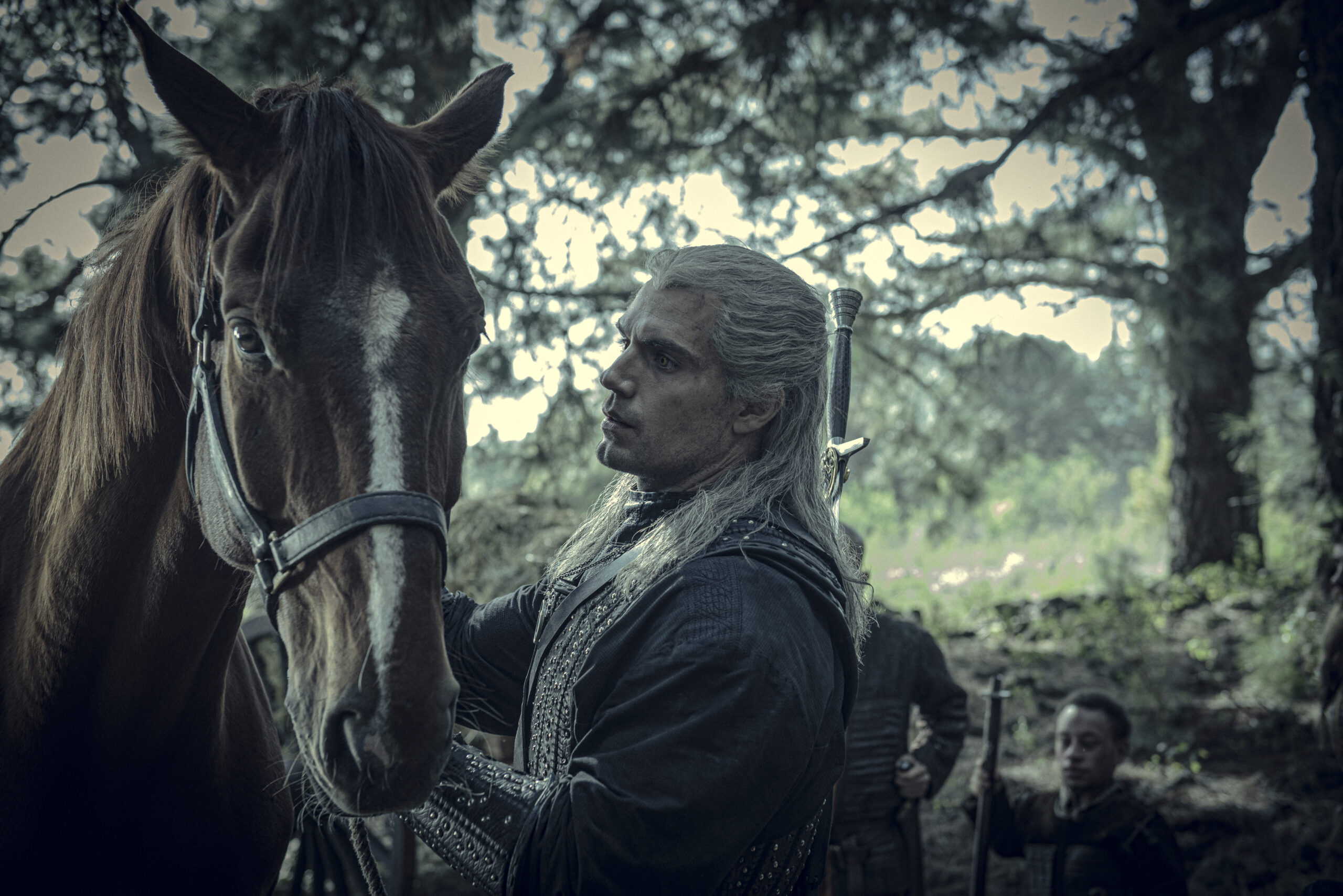 Geralt (Henry Cavill) calms Roach in The Witcher Season 1 Episode 6 "Rare Species" (2019) via Netflix