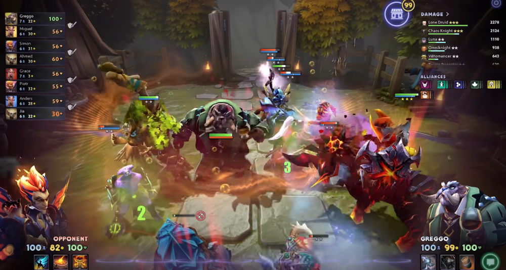 Players controlling Hobgen and Jull duke it out with their minions via DOTA Underlords (2020), Valve