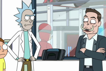 Rick and Morty (Justin Roiland) seek Elon Tusk's (Elon Musk) help in Rick and Morty Season 4 Episode 3 "One Crew Over the Crewcoo's Morty" (2019), Adult Swim