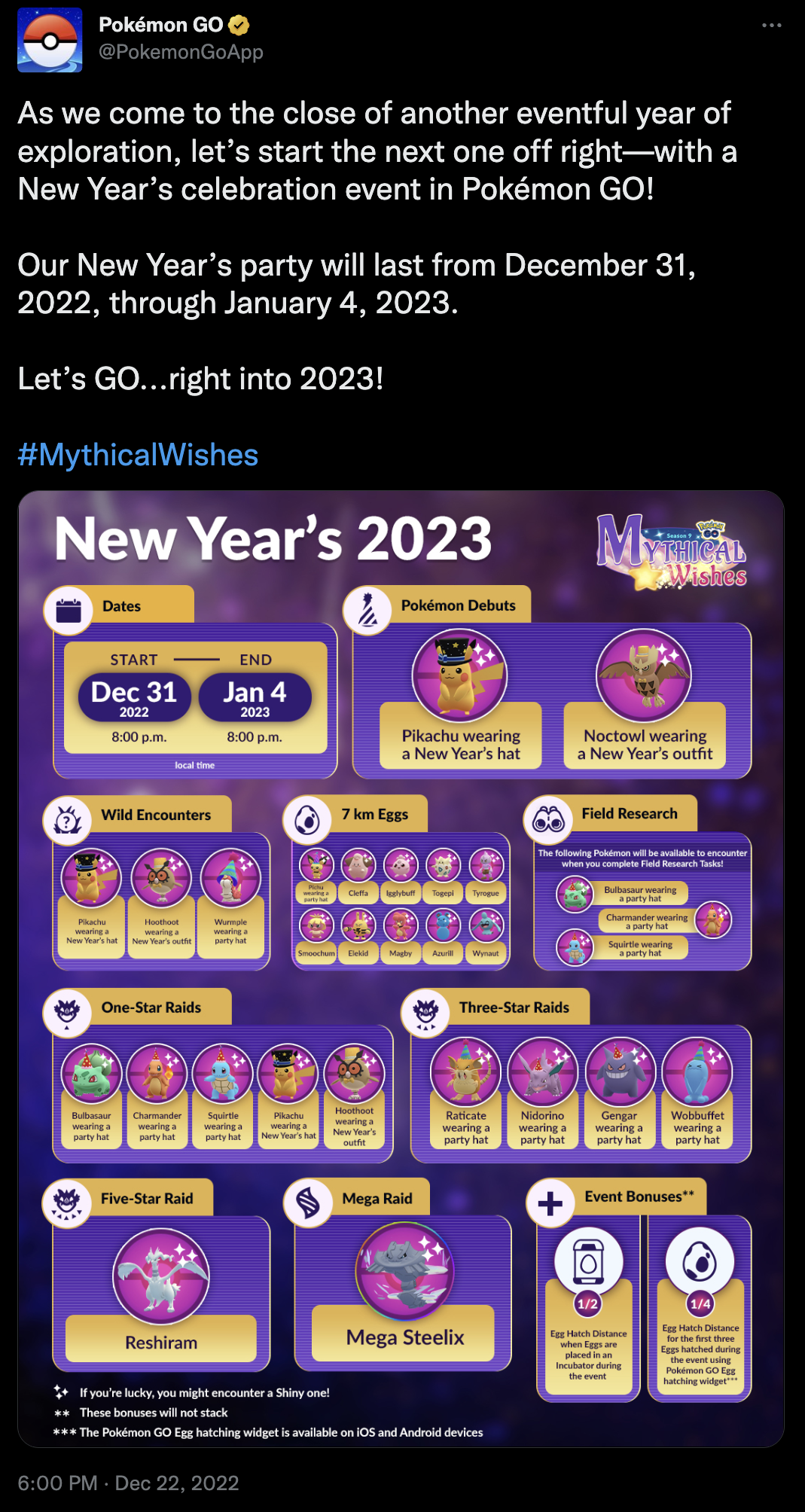 Pokémon Go best Pokémon December 2023