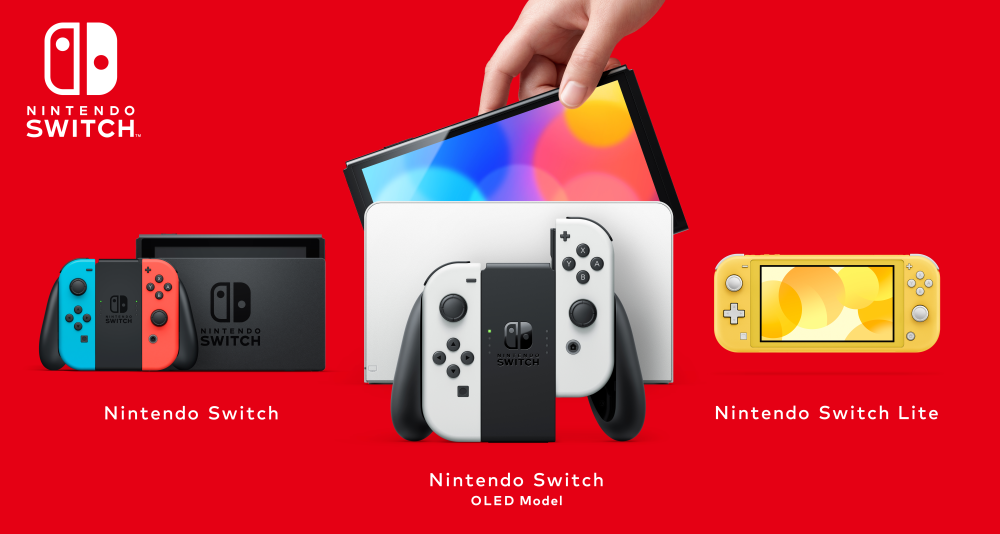 The family of Nintendo Switch systems, the default Nintendo Switch, Nintendo Switch OLED Model, and Nintendo Switch Lite via Nintendo