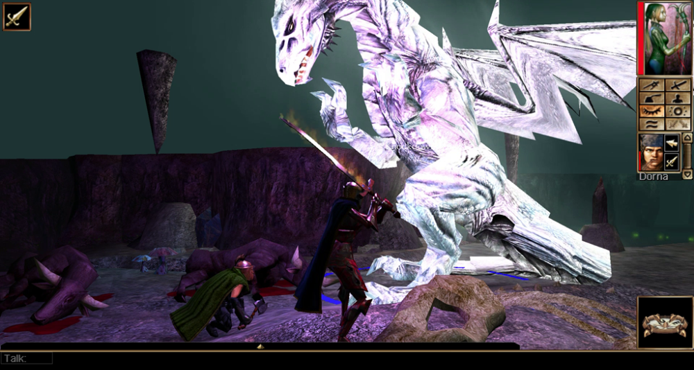 Players desperately fight a White Dragon via Neverwinter Nights: Enhanced Edition (2019), Beamdog