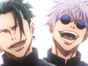 Suguru Geto (Takahiro Sakurai) and Satoru Gojo (Yuichi Nakamura) share a laugh in Jujutsu Kaisen 0: The Movie (2021), MAPPA