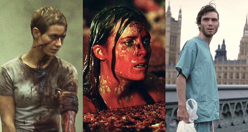 Split image of High Tension, The Descent and 28 Days Later