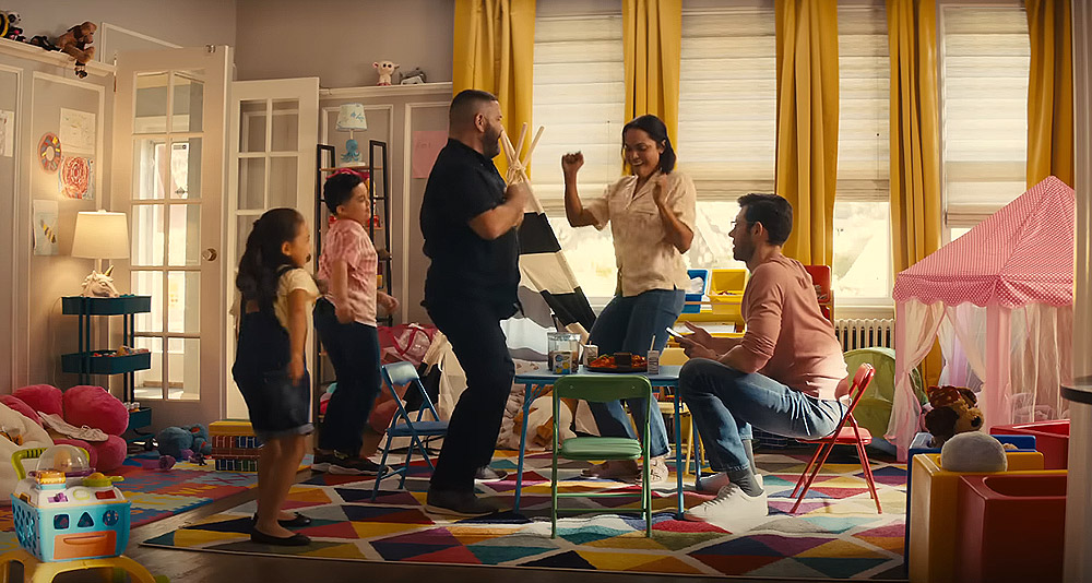 The "bottom dance" sing-along with children in 'Bros' (2022), Universal Pictures