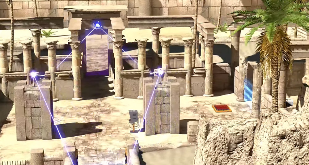 A wide shot of one of the puzzles from 'The Talos Principle', Croteam