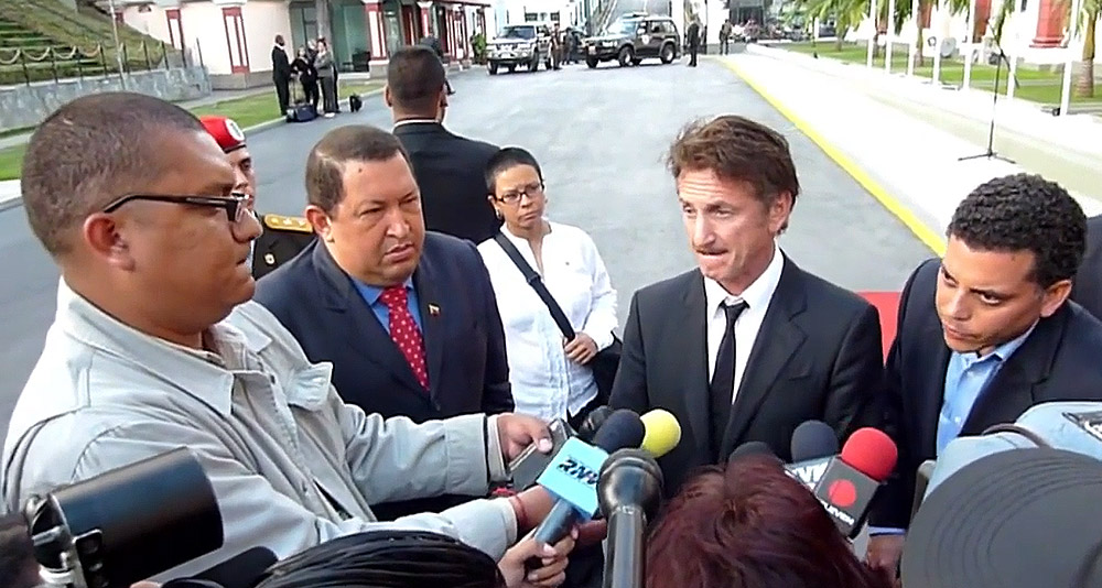 Sean Penn and Hugo Chávez via AFP Español, YouTube